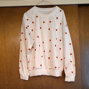 White Heart Print Sweatshirt